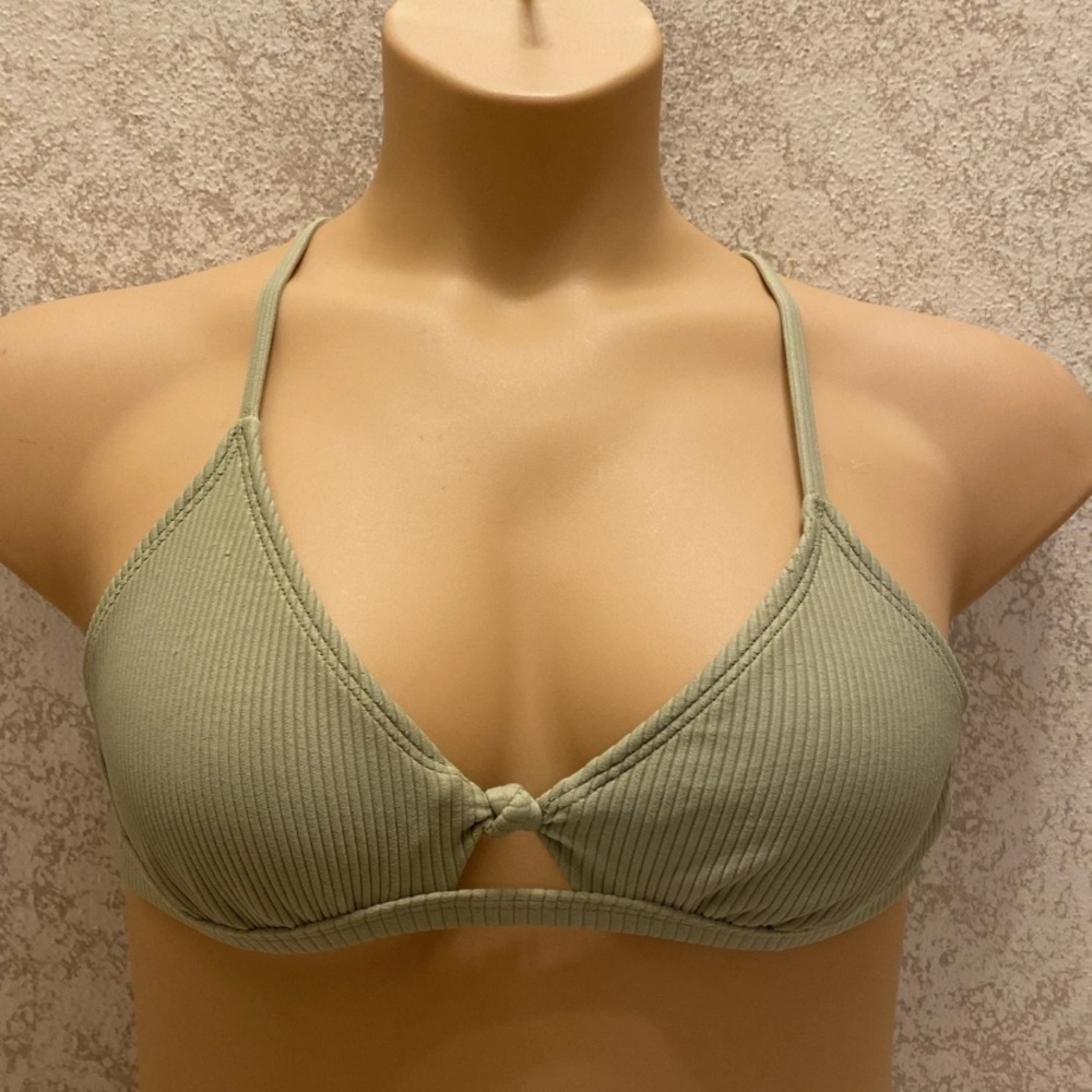 Adore Me Mossy Green Velvet Ribbed Bikini Top